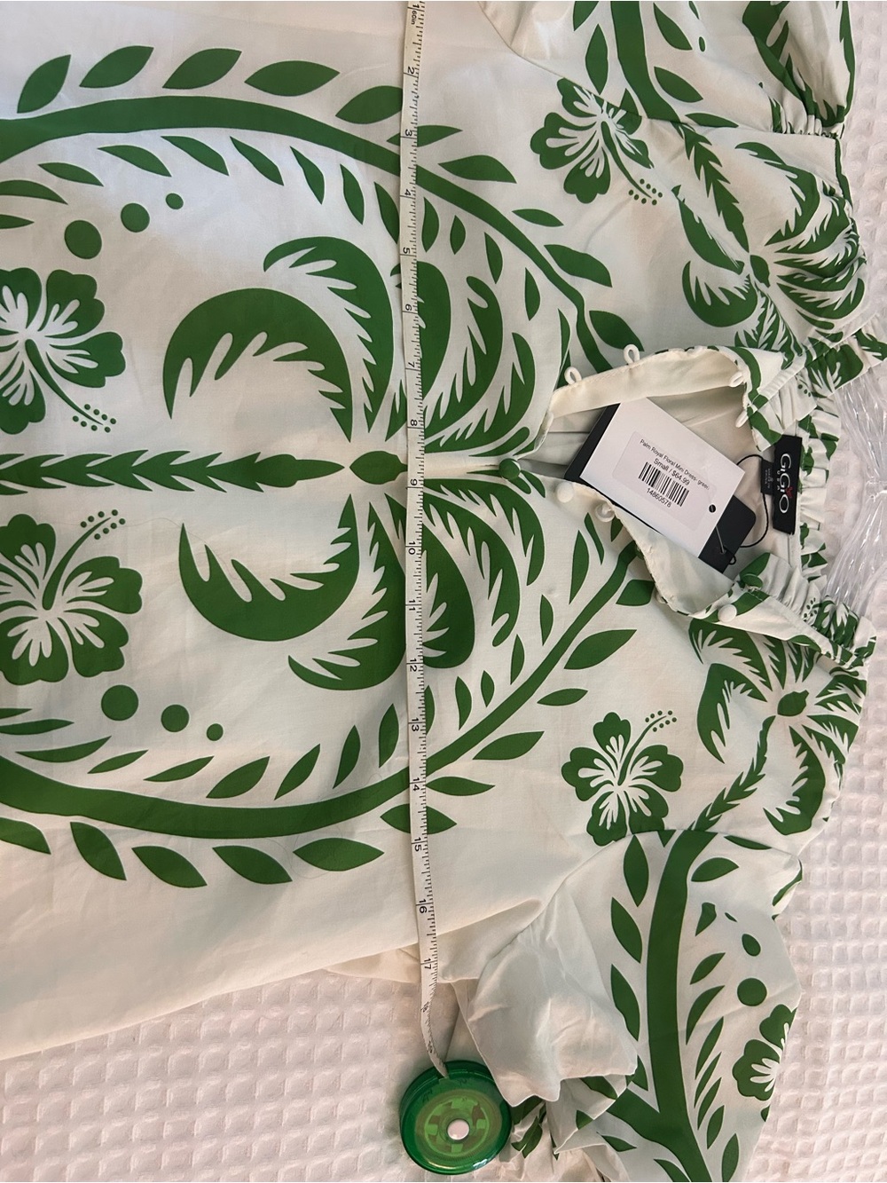 GiGiO Collection Cream dress with Green Botanical Motif - Picture 7 of 10